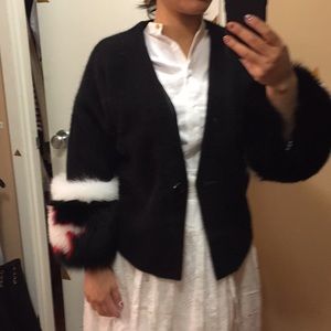 Angola cardigan with real fur. Xs